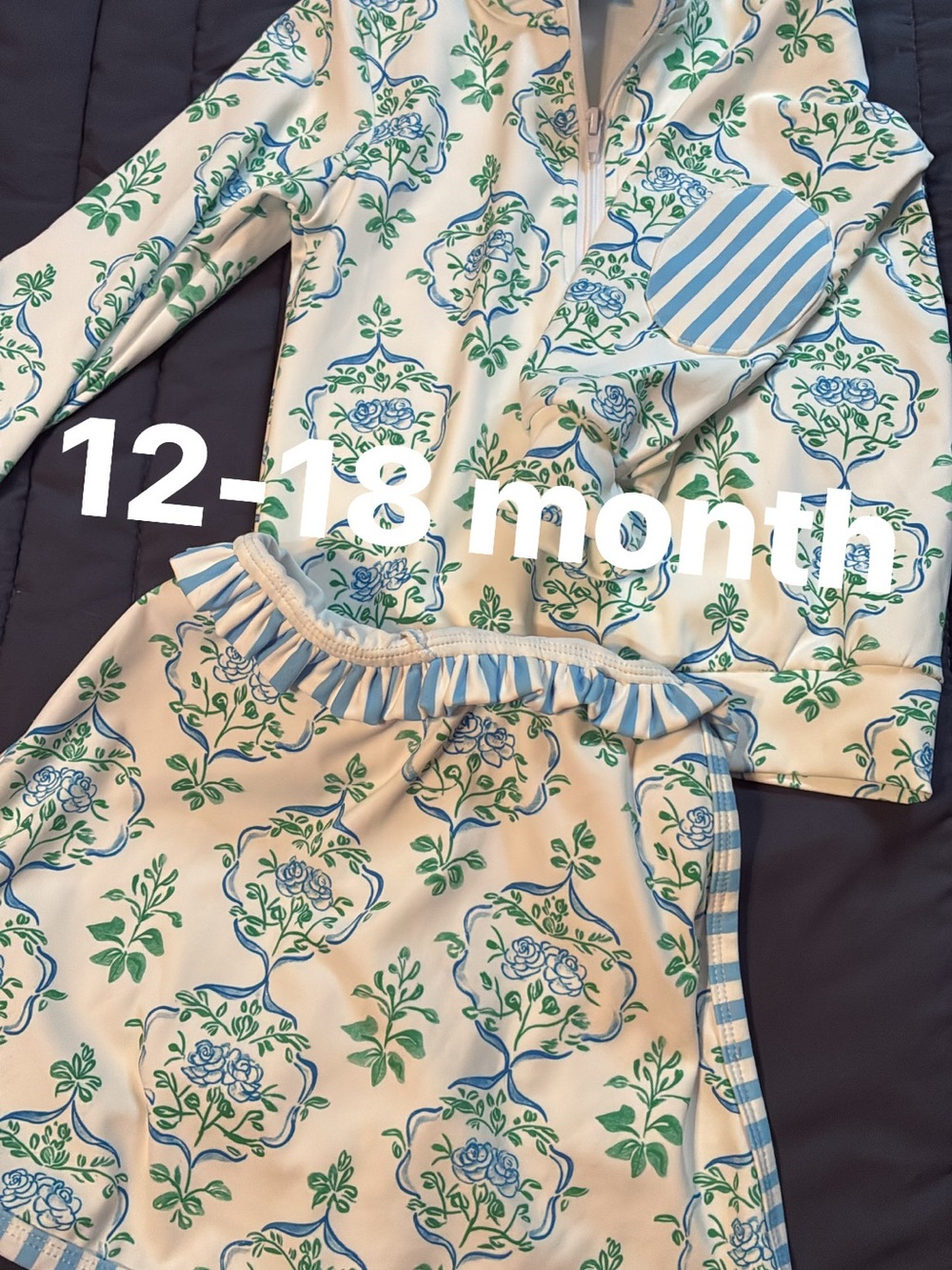 Blue & Green Floral Kids 2 piece set - 12-18 Months